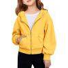 Haloumoning Girls Zip Up Hoodies Kids Casual Long Sleeve Sweatshirt Fall Jacket with Pockets 5-14 Years(Yellow)