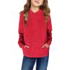 Haloumoning Kids Girls Pullover Hoodies Cute Leopard Printed Hooded Sweatshirts with Pockets 4-15 Years(A-red)