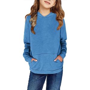 Haloumoning Kids Girls Pullover Hoodies Cute Leopard Printed Hooded Sweatshirts with Pockets 4-15 Years(A-blue)