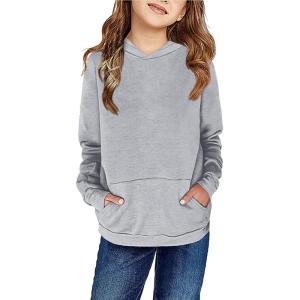 Haloumoning Kids Girls Pullover Hoodies Cute Leopard Printed Hooded Sweatshirts with Pockets 4-15 Years(A-grey)