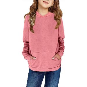 Haloumoning Kids Girls Pullover Hoodies Cute Leopard Printed Hooded Sweatshirts with Pockets 4-15 Years(A-pink)