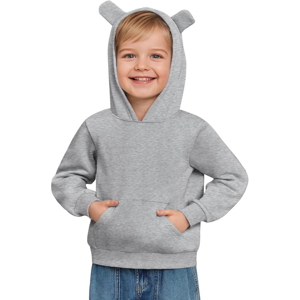 image:imageHaloumoning Baby Toddler Kid Boy Hooded Sweatshirts Fleece Hoodies Ear Hoodie Pullover Clothes with Pocket 18 YearsDark Grey