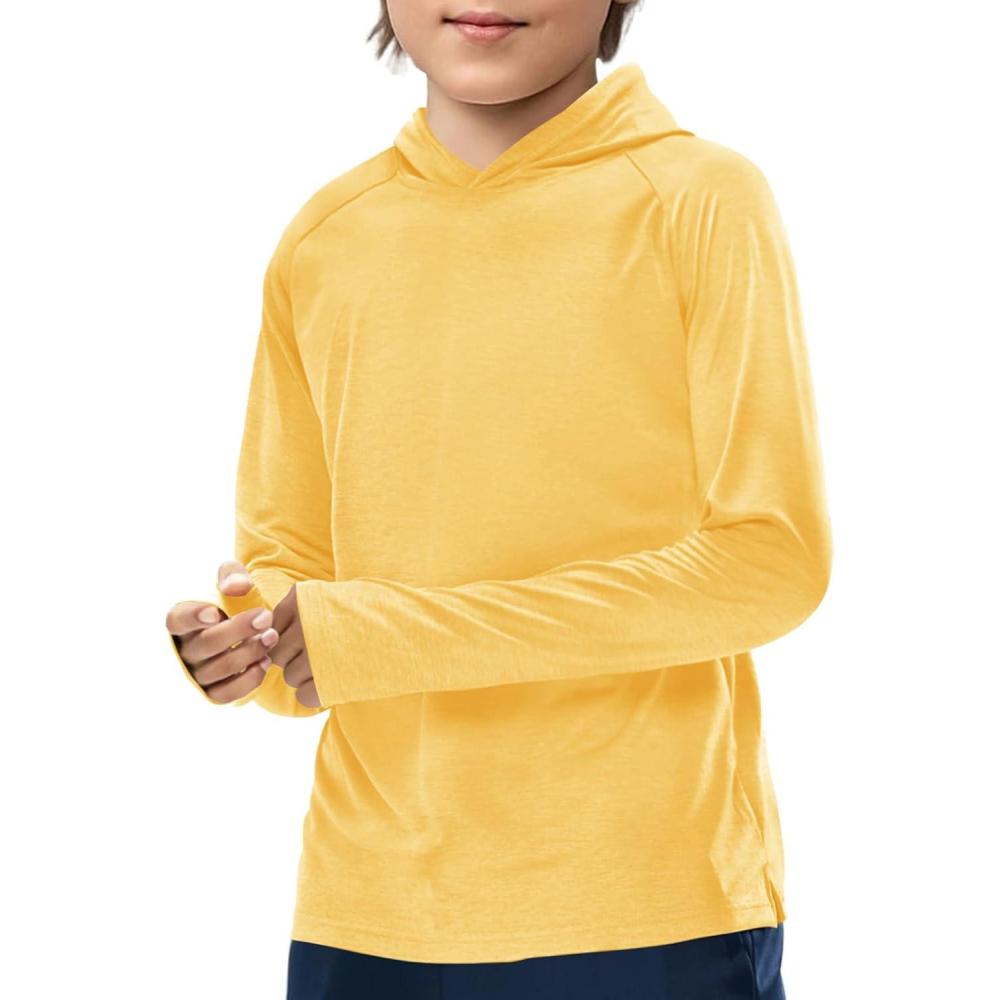image:imageHaloumoning Boys Athletic Hoodies Youth Raglan Long Sleeve Pullover Hoodie Sweatshirts with Thumbhole 514 YearsYellow