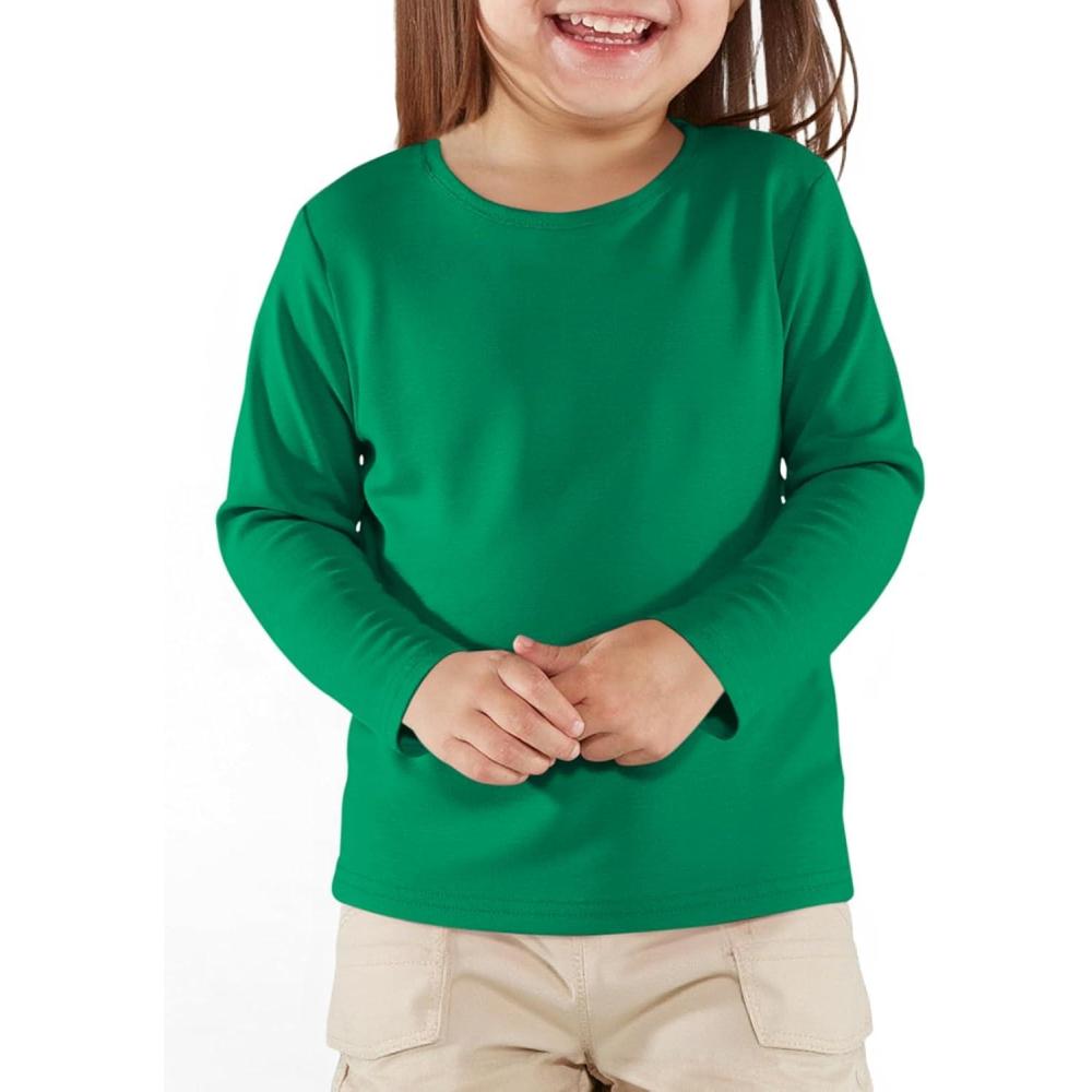 image:imageHaloumoning Toddler Baby Girls Long Sleeve T Shirt Little Kids Fall Crew Neck Tops Casual Tees 310 YearsDark Green