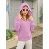 Girls Half Zip Hoodies Kids Fashion Long Sleeve Drop Shoulder Hooded Sweatshirt Pullover 5-14 Years(Purple)
