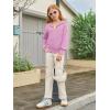 Girls Half Zip Hoodies Kids Fashion Long Sleeve Drop Shoulder Hooded Sweatshirt Pullover 5-14 Years(Purple)