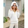 Girls Half Zip Hoodies Kids Fashion Long Sleeve Drop Shoulder Hooded Sweatshirt Pullover 5-14 Years(White)