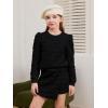 Haloumoning Girls 2 Piece Fall Outfits Clothing Sets Kids Puff Long Sleeve Argyle Sweatshirts and Wrap Skorts 5-14 Years(Black)