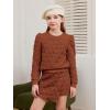 Haloumoning Girls 2 Piece Fall Outfits Clothing Sets Kids Puff Long Sleeve Argyle Sweatshirts and Wrap Skorts 5-14 Years(Brown)