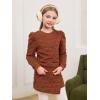 Haloumoning Girls 2 Piece Fall Outfits Clothing Sets Kids Puff Long Sleeve Argyle Sweatshirts and Wrap Skorts 5-14 Years(Brown)