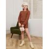 Haloumoning Girls 2 Piece Fall Outfits Clothing Sets Kids Puff Long Sleeve Argyle Sweatshirts and Wrap Skorts 5-14 Years(Brown)