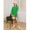 Haloumoning Girls 2 Piece Fall Outfits Clothing Sets Kids Puff Long Sleeve Argyle Sweatshirts and Wrap Skorts 5-14 Years(Green)