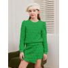 Haloumoning Girls 2 Piece Fall Outfits Clothing Sets Kids Puff Long Sleeve Argyle Sweatshirts and Wrap Skorts 5-14 Years(Green)