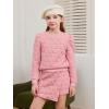 Haloumoning Girls 2 Piece Fall Outfits Clothing Sets Kids Puff Long Sleeve Argyle Sweatshirts and Wrap Skorts 5-14 Years(Pink)