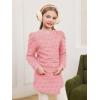 Haloumoning Girls 2 Piece Fall Outfits Clothing Sets Kids Puff Long Sleeve Argyle Sweatshirts and Wrap Skorts 5-14 Years(Pink)