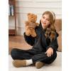 Haloumoning Girls 2 Piece Outfits Kids Fuzzy Bear Ear Hoodies Pullover Sweatshirt and Sweatpants Cute Clothing Sets(Black)