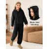 Haloumoning Girls 2 Piece Outfits Kids Fuzzy Bear Ear Hoodies Pullover Sweatshirt and Sweatpants Cute Clothing Sets(Black)