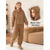 Haloumoning Girls 2 Piece Outfits Kids Fuzzy Bear Ear Hoodies Pullover Sweatshirt and Sweatpants Cute Clothing Sets(Brown)