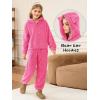 Haloumoning Girls 2 Piece Outfits Kids Fuzzy Bear Ear Hoodies Pullover Sweatshirt and Sweatpants Cute Clothing Sets(Hot Pink)