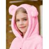 Haloumoning Girls 2 Piece Outfits Kids Fuzzy Bear Ear Hoodies Pullover Sweatshirt and Sweatpants Cute Clothing Sets(Pink)