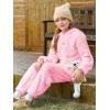 Haloumoning Girls 2 Piece Outfits Kids Fuzzy Bear Ear Hoodies Pullover Sweatshirt and Sweatpants Cute Clothing Sets(Pink)
