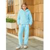 Haloumoning Girls 2 Piece Outfits Kids Fuzzy Bear Ear Hoodies Pullover Sweatshirt and Sweatpants Cute Clothing Sets(Sky Blue)