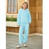 Haloumoning Girls 2 Piece Outfits Kids Fuzzy Bear Ear Hoodies Pullover Sweatshirt and Sweatpants Cute Clothing Sets(Sky Blue)