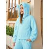 Haloumoning Girls 2 Piece Outfits Kids Fuzzy Bear Ear Hoodies Pullover Sweatshirt and Sweatpants Cute Clothing Sets(Sky Blue)