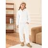 Haloumoning Girls 2 Piece Outfits Kids Fuzzy Bear Ear Hoodies Pullover Sweatshirt and Sweatpants Cute Clothing Sets(White)