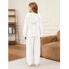 Haloumoning Girls 2 Piece Outfits Kids Fuzzy Bear Ear Hoodies Pullover Sweatshirt and Sweatpants Cute Clothing Sets(White)