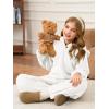 Haloumoning Girls 2 Piece Outfits Kids Fuzzy Bear Ear Hoodies Pullover Sweatshirt and Sweatpants Cute Clothing Sets(White)