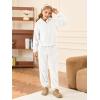 Haloumoning Girls 2 Piece Outfits Kids Fuzzy Bear Ear Hoodies Pullover Sweatshirt and Sweatpants Cute Clothing Sets(White)