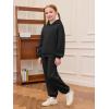 Haloumoning Girls 2 Piece Outfits Kids Oversized Fleece Hoodie Sweatshirt and Sweatpants Fashion Clothing Sets(Black)