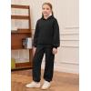 Haloumoning Girls 2 Piece Outfits Kids Oversized Fleece Hoodie Sweatshirt and Sweatpants Fashion Clothing Sets(Black)