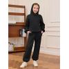 Haloumoning Girls 2 Piece Outfits Kids Oversized Fleece Hoodie Sweatshirt and Sweatpants Fashion Clothing Sets(Black)