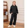 Haloumoning Girls 2 Piece Outfits Kids Oversized Fleece Hoodie Sweatshirt and Sweatpants Fashion Clothing Sets(Black)