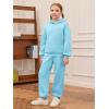 Haloumoning Girls 2 Piece Outfits Kids Oversized Fleece Hoodie Sweatshirt and Sweatpants Fashion Clothing Sets(Blue)