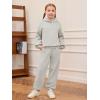 Haloumoning Girls 2 Piece Outfits Kids Oversized Fleece Hoodie Sweatshirt and Sweatpants Fashion Clothing Sets(Grey)