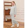Haloumoning Girls 2 Piece Outfits Kids Oversized Fleece Hoodie Sweatshirt and Sweatpants Fashion Clothing Sets(Grey)
