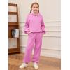 Haloumoning Girls 2 Piece Outfits Kids Oversized Fleece Hoodie Sweatshirt and Sweatpants Fashion Clothing Sets(Hot Pink)