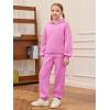 Haloumoning Girls 2 Piece Outfits Kids Oversized Fleece Hoodie Sweatshirt and Sweatpants Fashion Clothing Sets(Hot Pink)