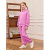 Haloumoning Girls 2 Piece Outfits Kids Oversized Fleece Hoodie Sweatshirt and Sweatpants Fashion Clothing Sets(Hot Pink)