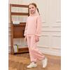 Haloumoning Girls 2 Piece Outfits Kids Oversized Fleece Hoodie Sweatshirt and Sweatpants Fashion Clothing Sets(Pink)