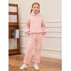 Haloumoning Girls 2 Piece Outfits Kids Oversized Fleece Hoodie Sweatshirt and Sweatpants Fashion Clothing Sets(Pink)