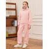 Haloumoning Girls 2 Piece Outfits Kids Oversized Fleece Hoodie Sweatshirt and Sweatpants Fashion Clothing Sets(Pink)