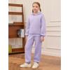 Haloumoning Girls 2 Piece Outfits Kids Oversized Fleece Hoodie Sweatshirt and Sweatpants Fashion Clothing Sets(Purple)
