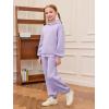 Haloumoning Girls 2 Piece Outfits Kids Oversized Fleece Hoodie Sweatshirt and Sweatpants Fashion Clothing Sets(Purple)
