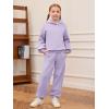 Haloumoning Girls 2 Piece Outfits Kids Oversized Fleece Hoodie Sweatshirt and Sweatpants Fashion Clothing Sets(Purple)