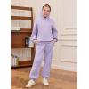 Haloumoning Girls 2 Piece Outfits Kids Oversized Fleece Hoodie Sweatshirt and Sweatpants Fashion Clothing Sets(Purple)