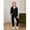 Haloumoning Girls 2 Piece Outfits Sweatsuit Kids Athletic Zip Up Hoodie and Sweatpants Clothing Sets 5-14Y(Black)
